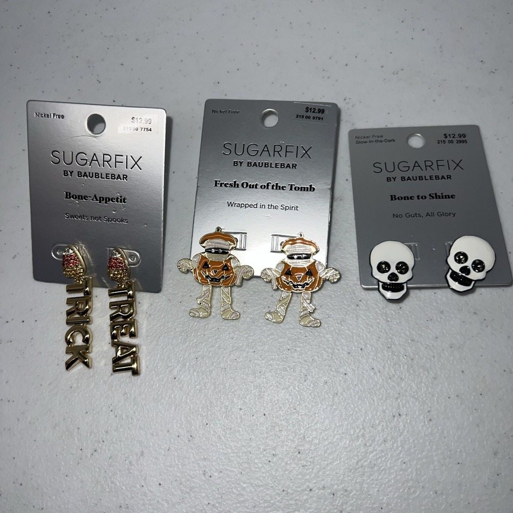 Sugarfix by Baublebar Halloween Earrings Lot of 3 Pairs Holiday Pumpkin Ghosts